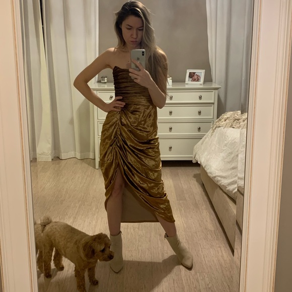 Velvet gold dress, words once, excellent condition. Bought it from free people. - Picture 4 of 8